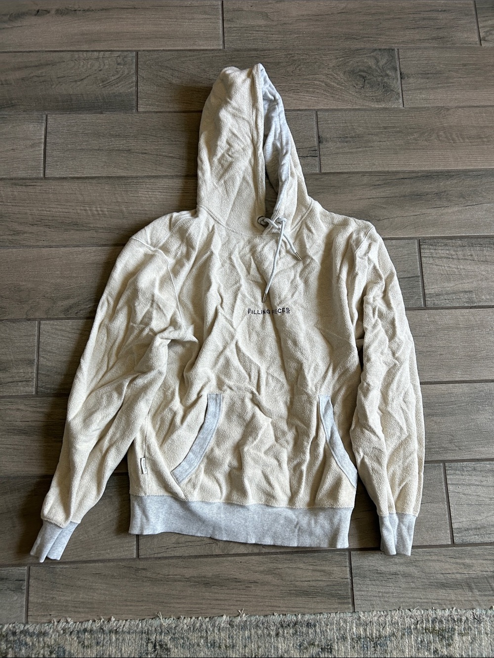Filling Pieces Men's Cream Hooded Pullover Sweatshirt